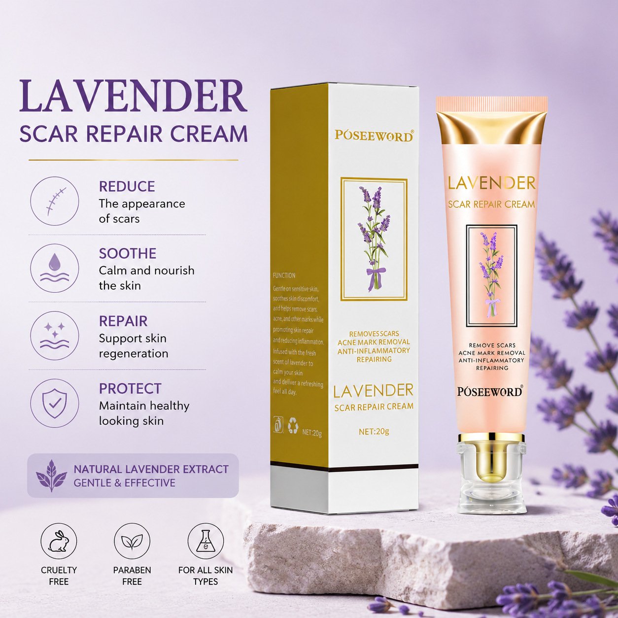 Lavender Scar Repair Cream for Smooth Skin