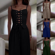 Sexy Hollow Strap Top & Wide Leg Pants Set