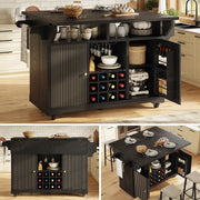 Multifunctional Serving Trolley with Storage and Wine Rack
