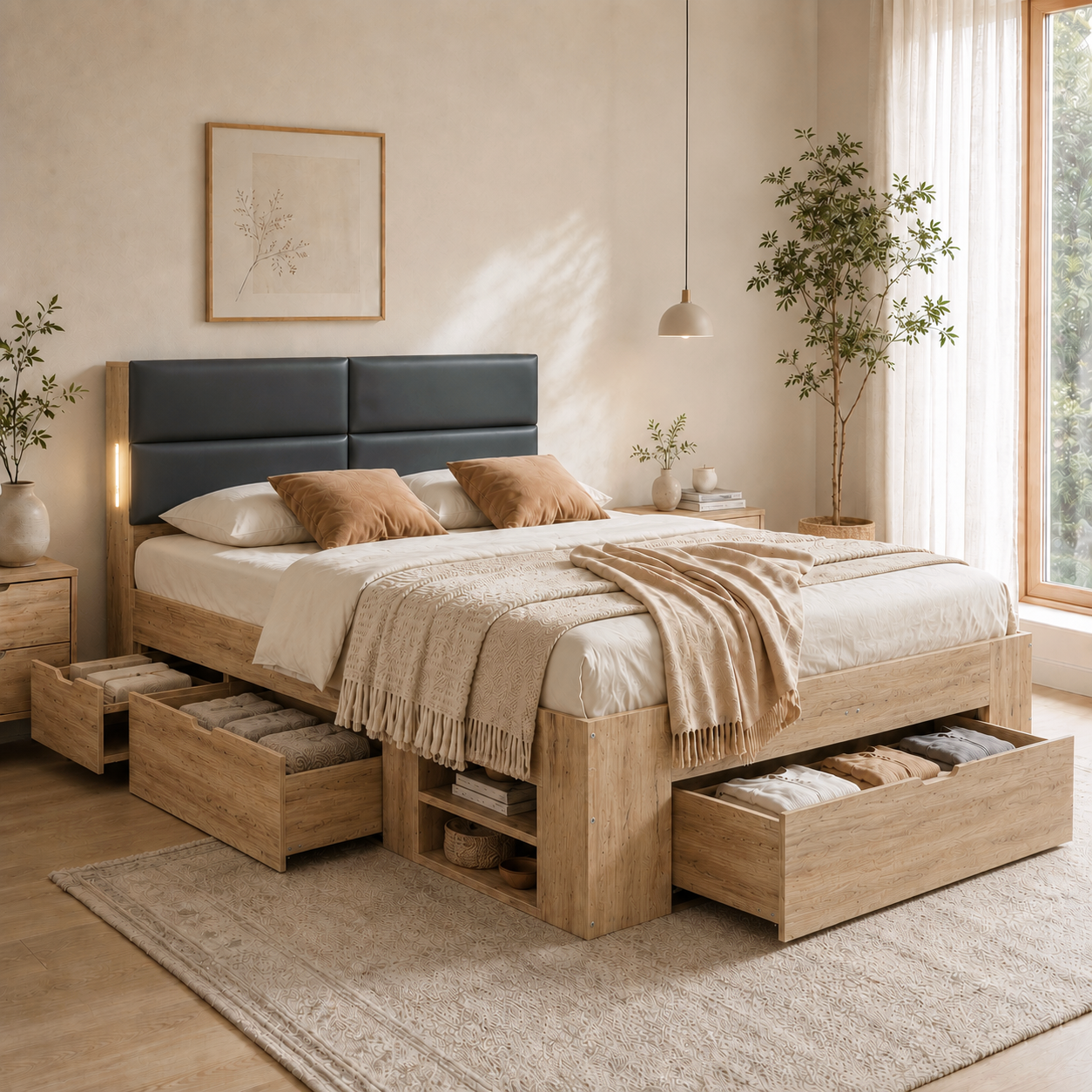 Double Bed Frame Storage