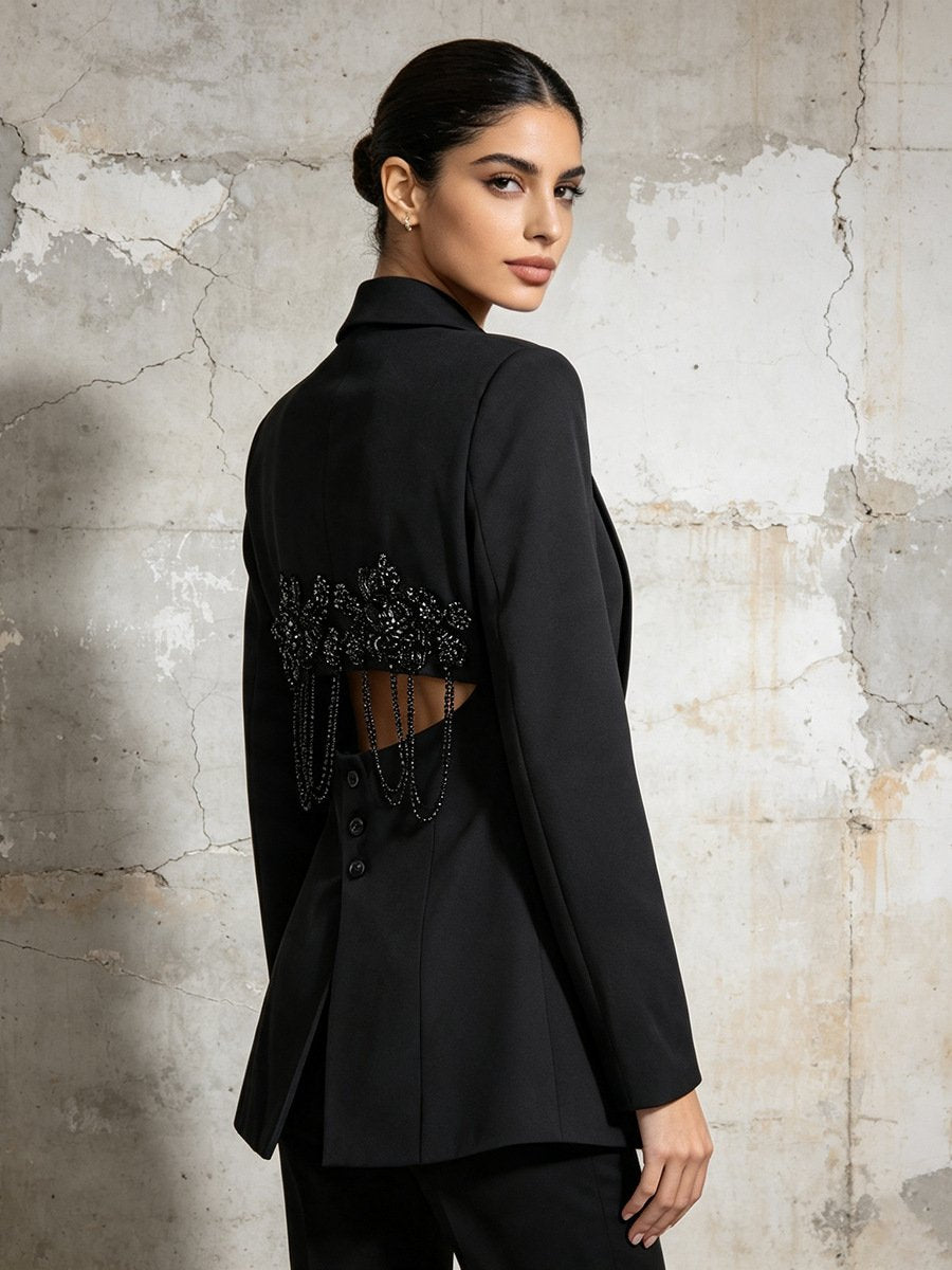 Beaded Open-Back Blazer