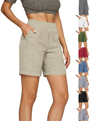 Summer Shorts for Women - Cotton & Linen Pocket Shorts