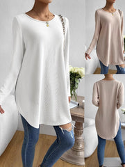 Cozy Autumn Long-Sleeve Tee With Slits