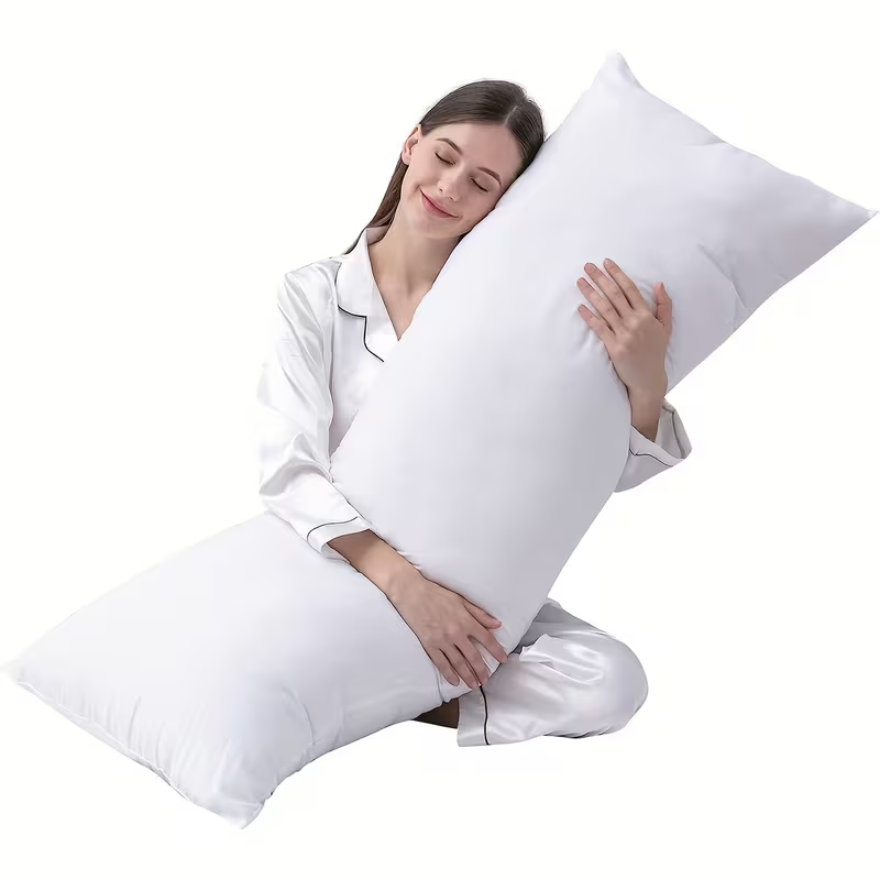 Ergonomic Full-Body Pillow for Back Relief & Support, 20x54" Soft Polyester Fill, White