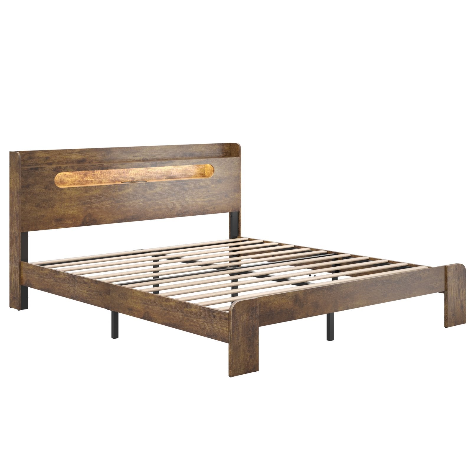 King Bed Frame w/ LED & Storage