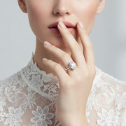 Luxury Sparkling Zircon Ring, Ice Flower Cut, Pigeon's Egg Size