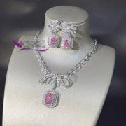 Stunning Zirconium Diamond Earring Necklace Set for Women