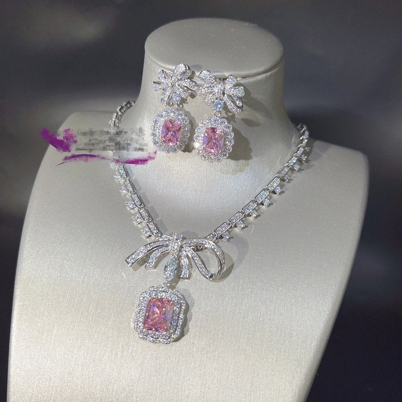 Stunning Zirconium Diamond Earring Necklace Set for Women