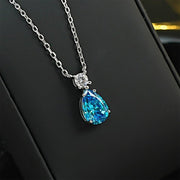 Elegant Waterdrop Pendant with Zircon Stone & Diamonds