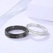 Matching Heartbeat Couple Rings Set