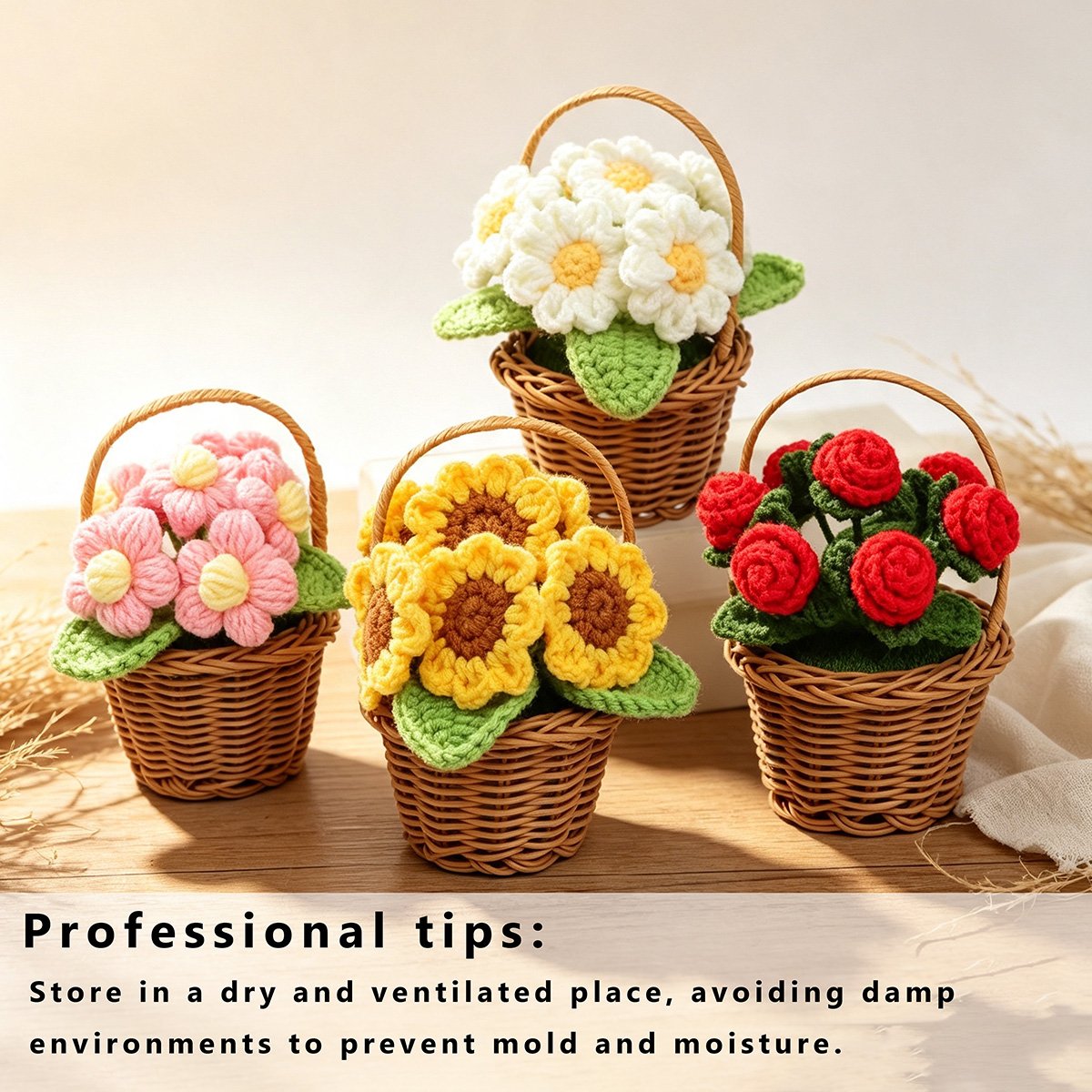 Handmade Yarn Flower Basket