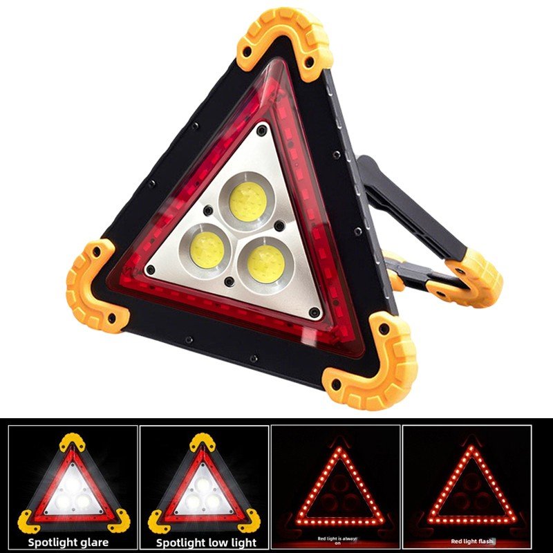 Emergency Roadside Safety Triangle with LED Warning Light