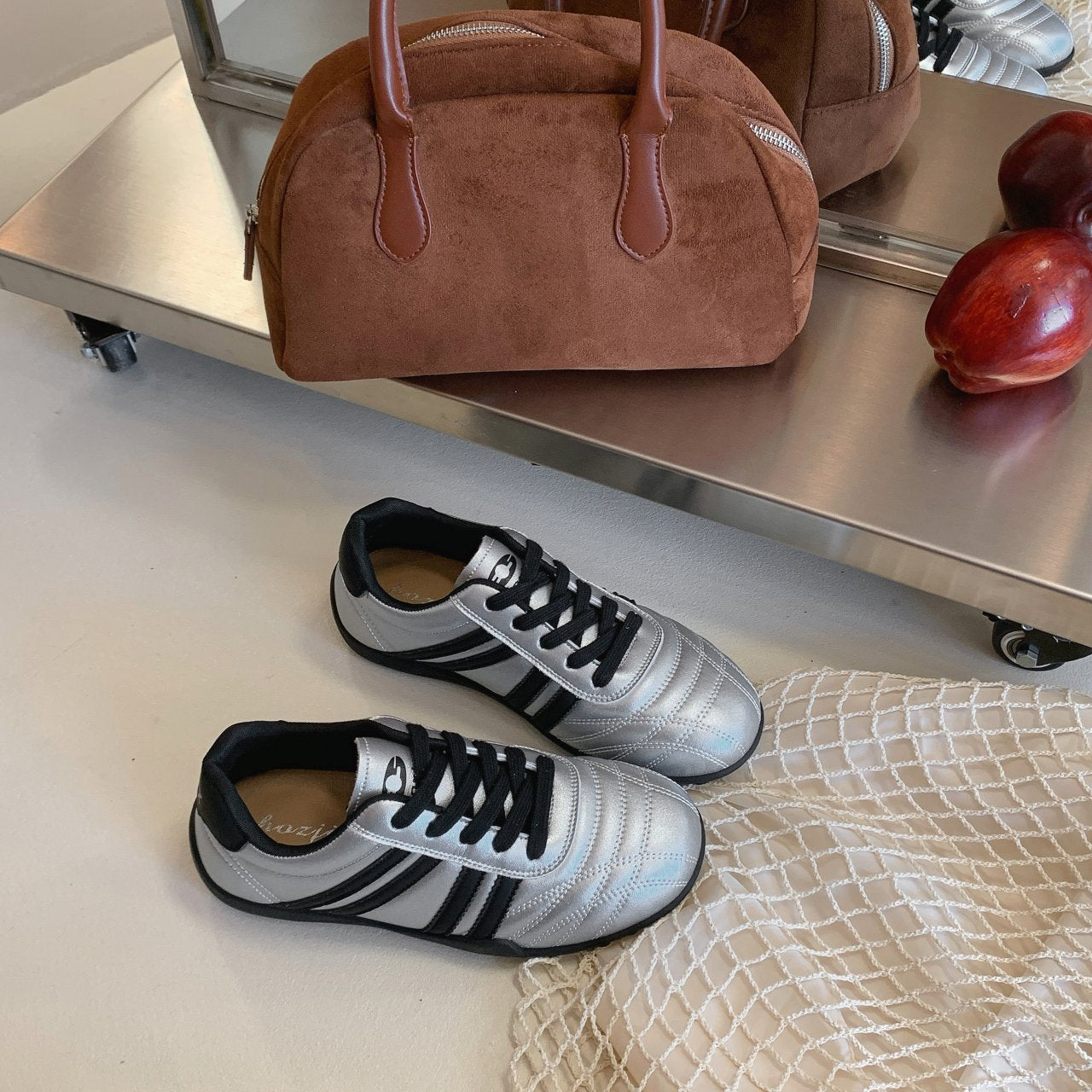 Versatile Women's Lace-Up Sneakers - Lightweight Flat Shoes for Daily & Office Wear