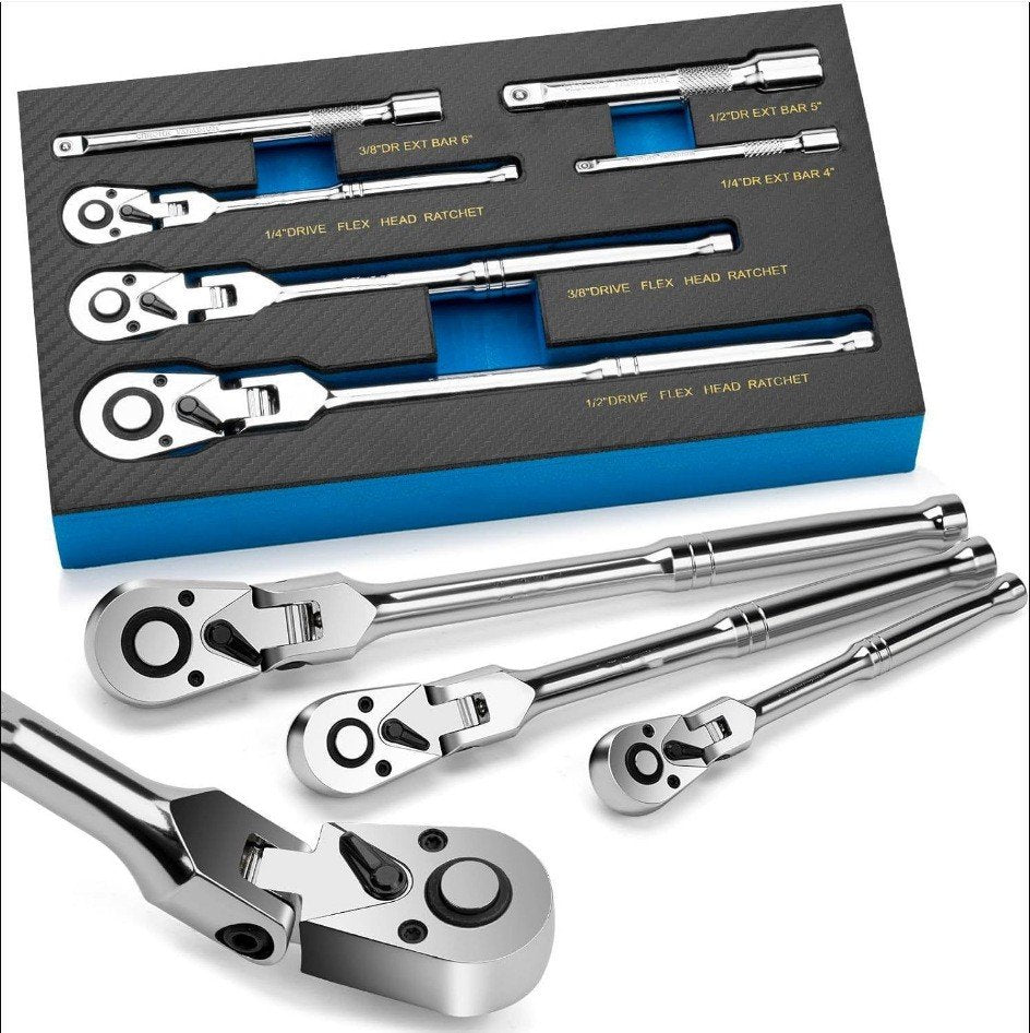 6Pcs Multi-Drive Ratchet Wrench Set for Bike Motorcycle Car Maintenance