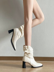 Apricot Pointed Toe Slouch Boots for Petite Women