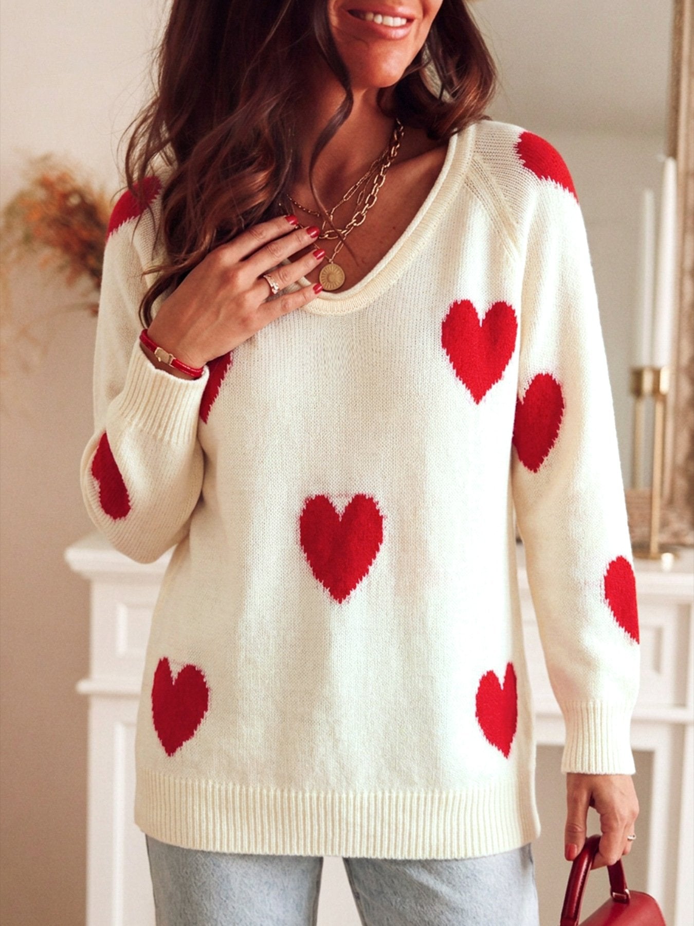 Cozy Heart Pattern Top