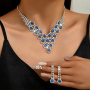 Rhinestone V-Shaped Tassel Clavicle Chain Necklace Set