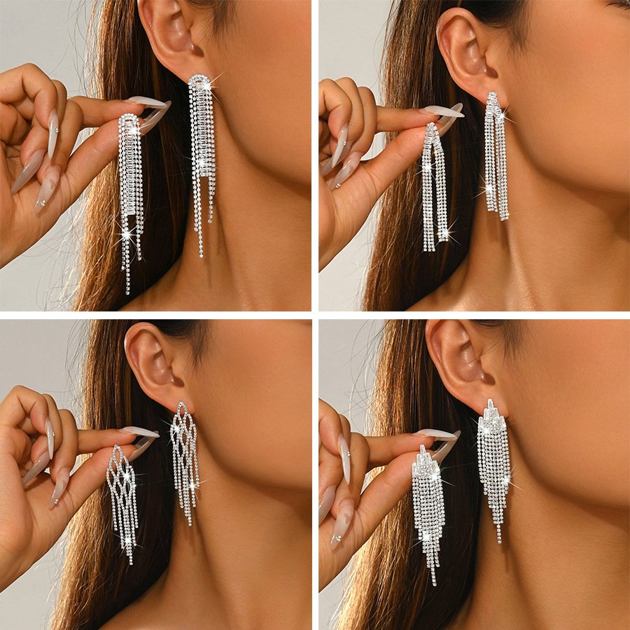 Elegant Drop Earrings for Women, Gold Plated & Cubic Zirconia
