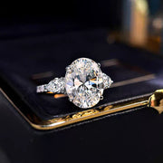 Moissanite Simulated Diamond Ring - Ice Flower Cut Engagement Ring for Women
