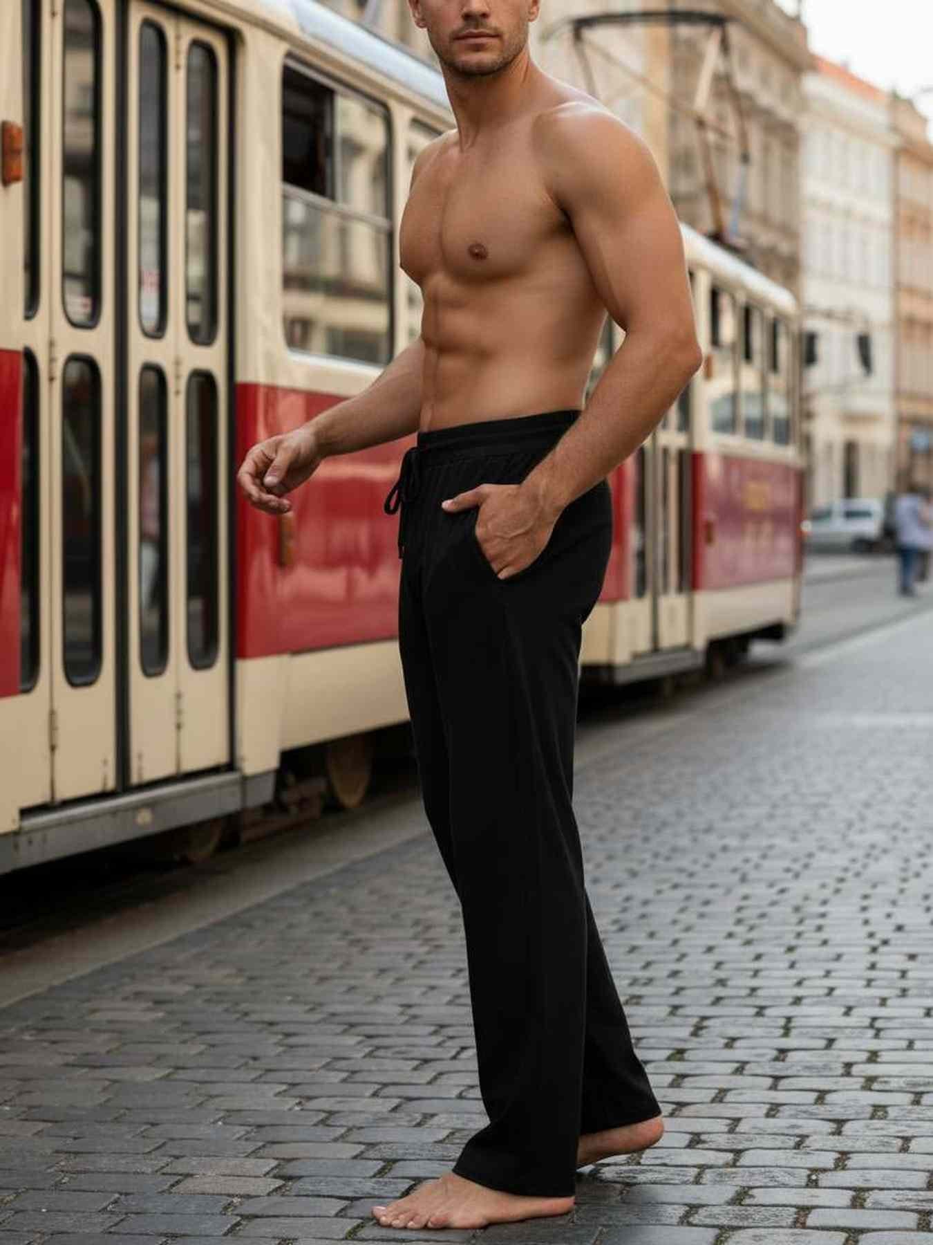 Men's Stretchy Casual Pants, Anti-Wrinkle & Comfortable Fit