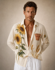 Relaxed Fit Sunflower Print Shirt for Men