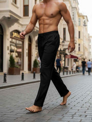 Stretchy Men's Casual Pants, Anti-Wrinkle, 9-Inch Length