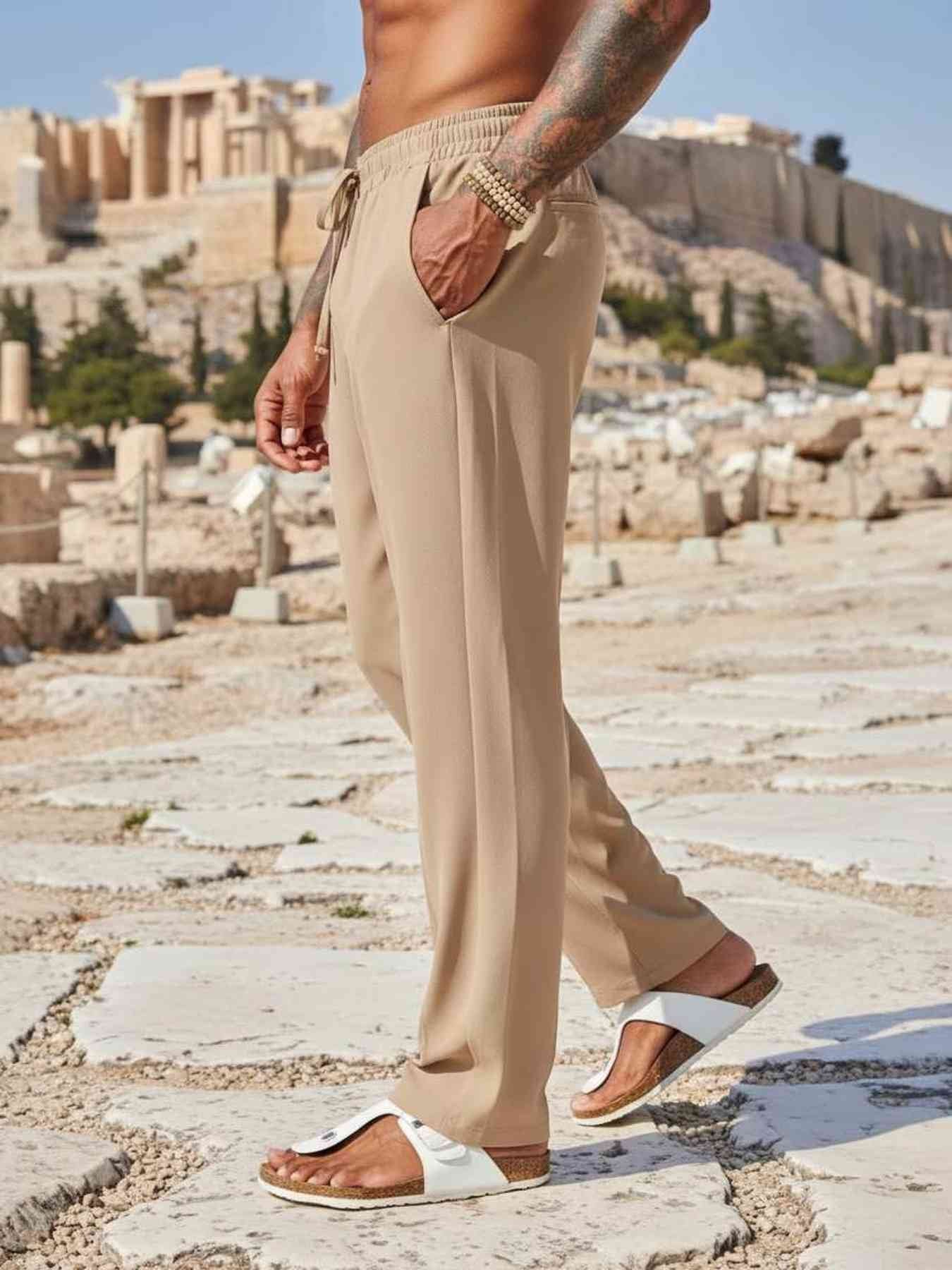 Men's Casual Pants with Stretchy Fit & Anti-Wrinkle Fabric