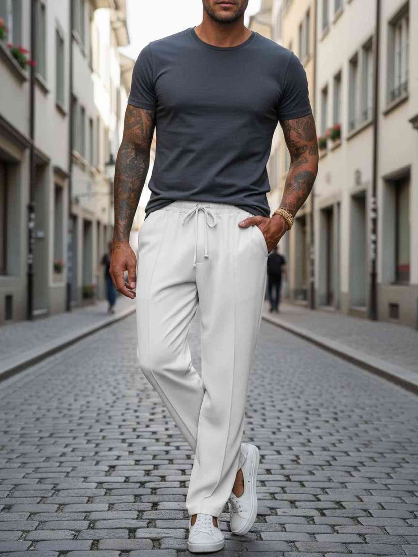 Men's Stretchy Casual Pants, Anti-Wrinkle & Comfortable