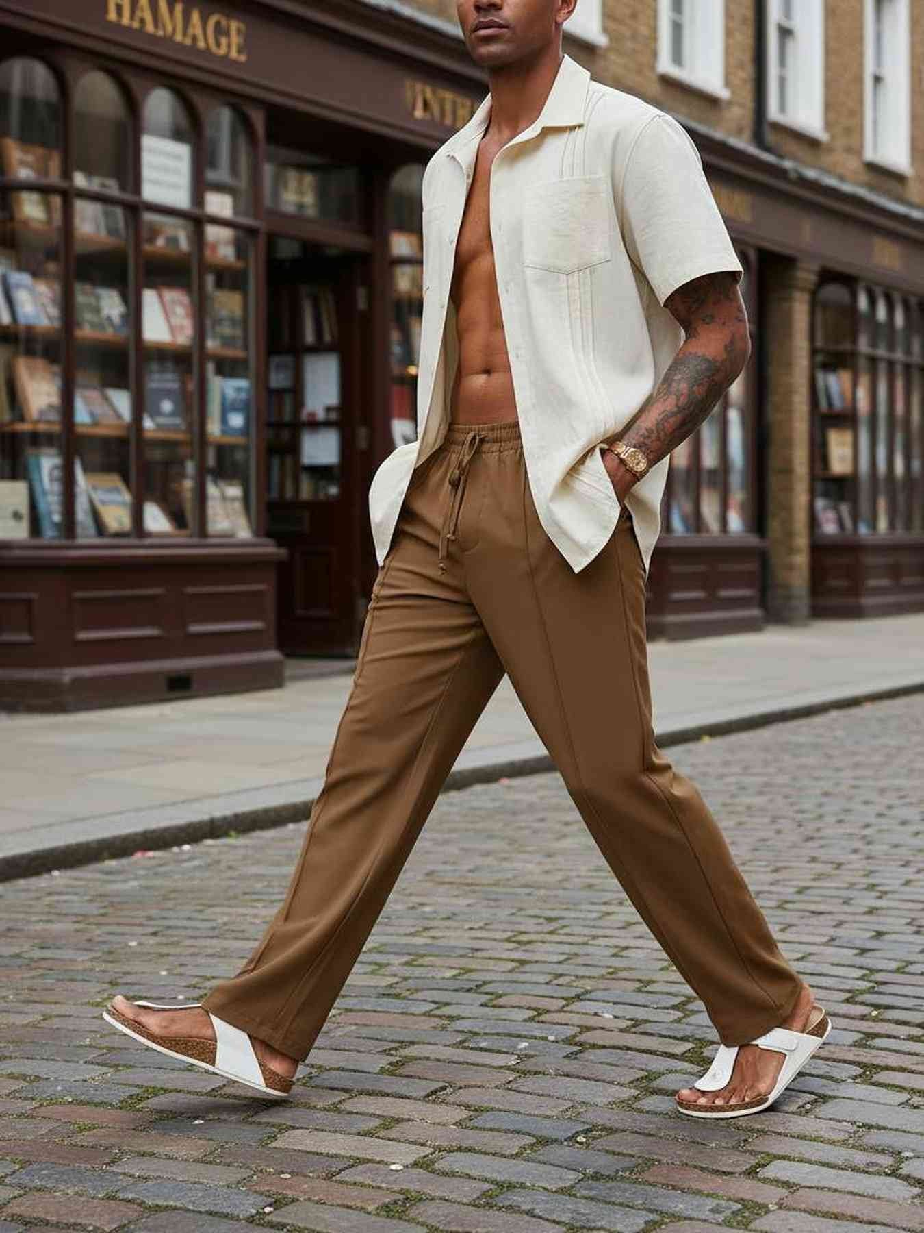 Men's Anti-Wrinkle Casual Pants - Stretchy & Comfortable Fit
