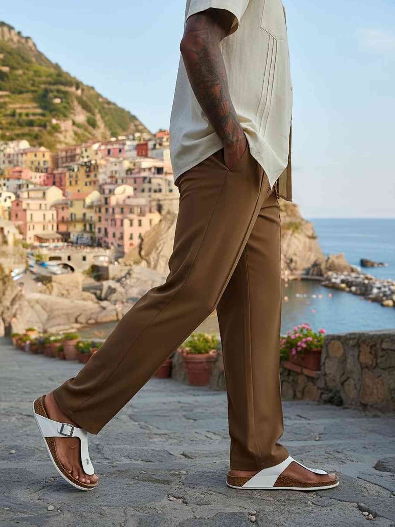 Men's Anti-Wrinkle Casual Pants, Stretchy Fit, Zero Tightness