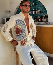 Relaxed Mediterranean Print Shirt for Men
