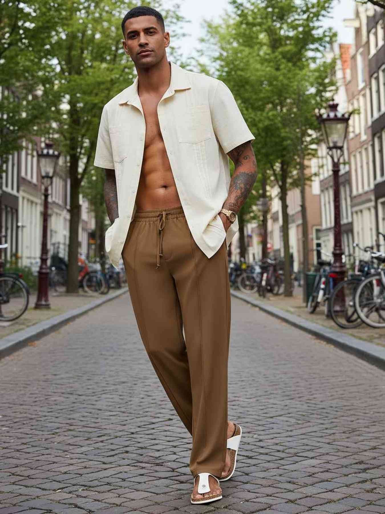 Men's Stretchy Casual Pants - Anti-Wrinkle & Comfortable