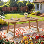 Expandable Acacia Wood Patio Table, 59-78.74" Rectangular Outdoor Dining Set
