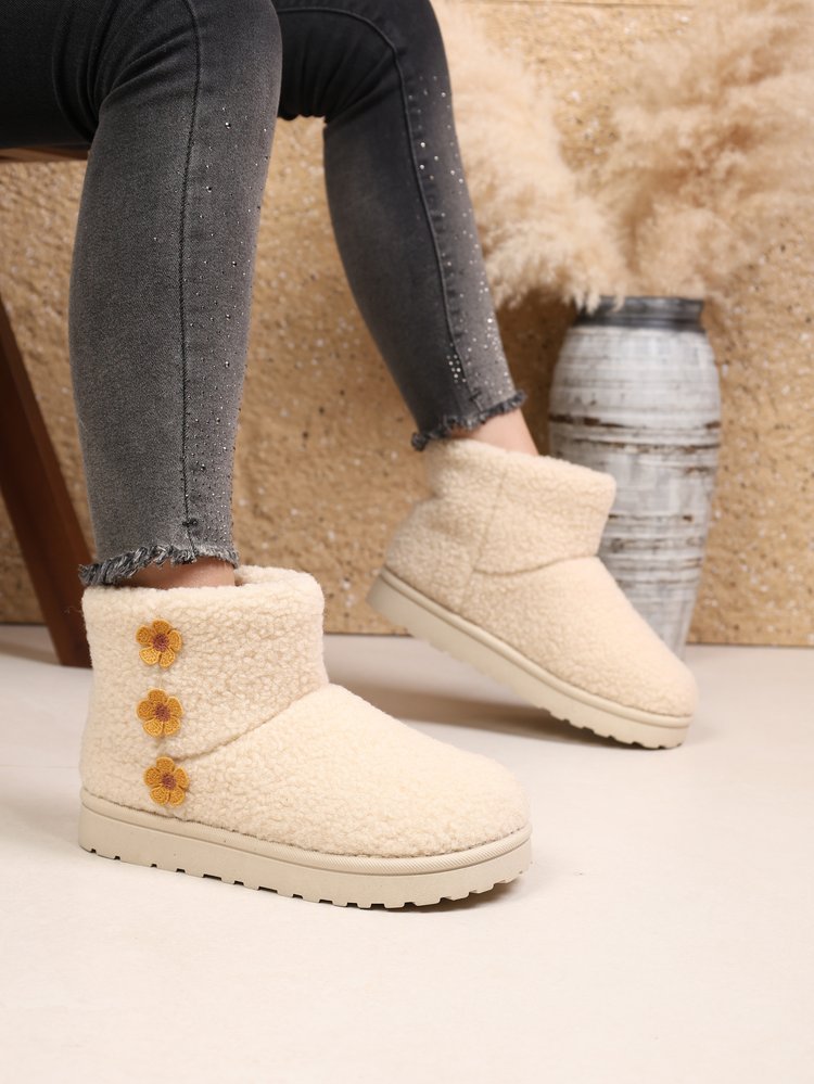 Warm Short Ankle Snow Boots for Women - Non-Slip Furry Cotton Shoes