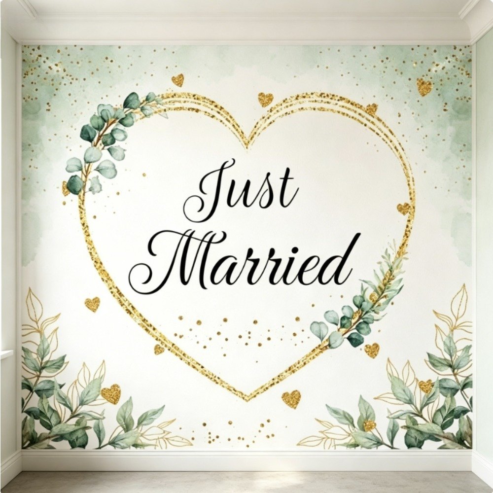Wedding Photo Shoot Kit - Just Married Backdrop & Scissors