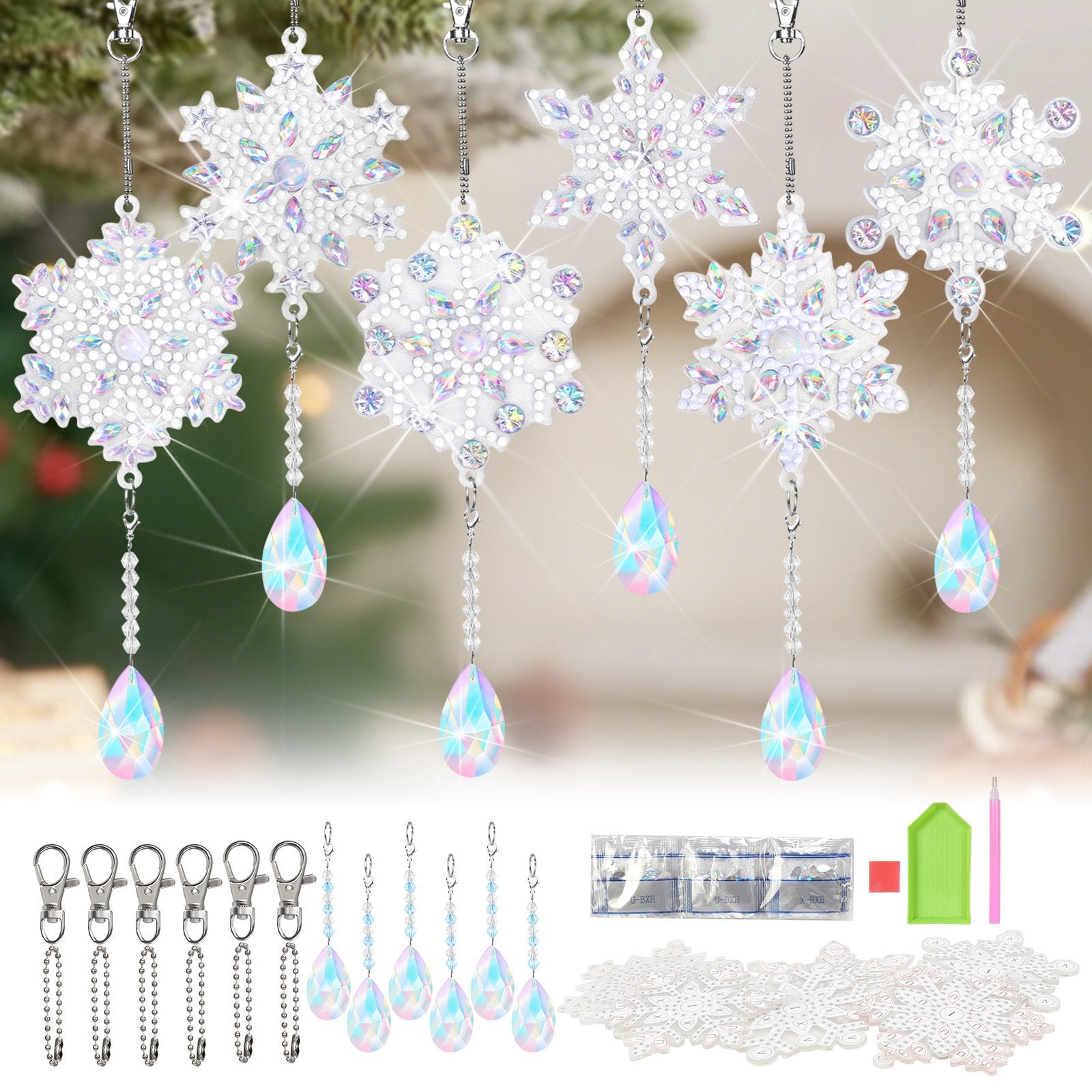 Create Custom Christmas Keychains - 6 DIY Diamond Painting Sets
