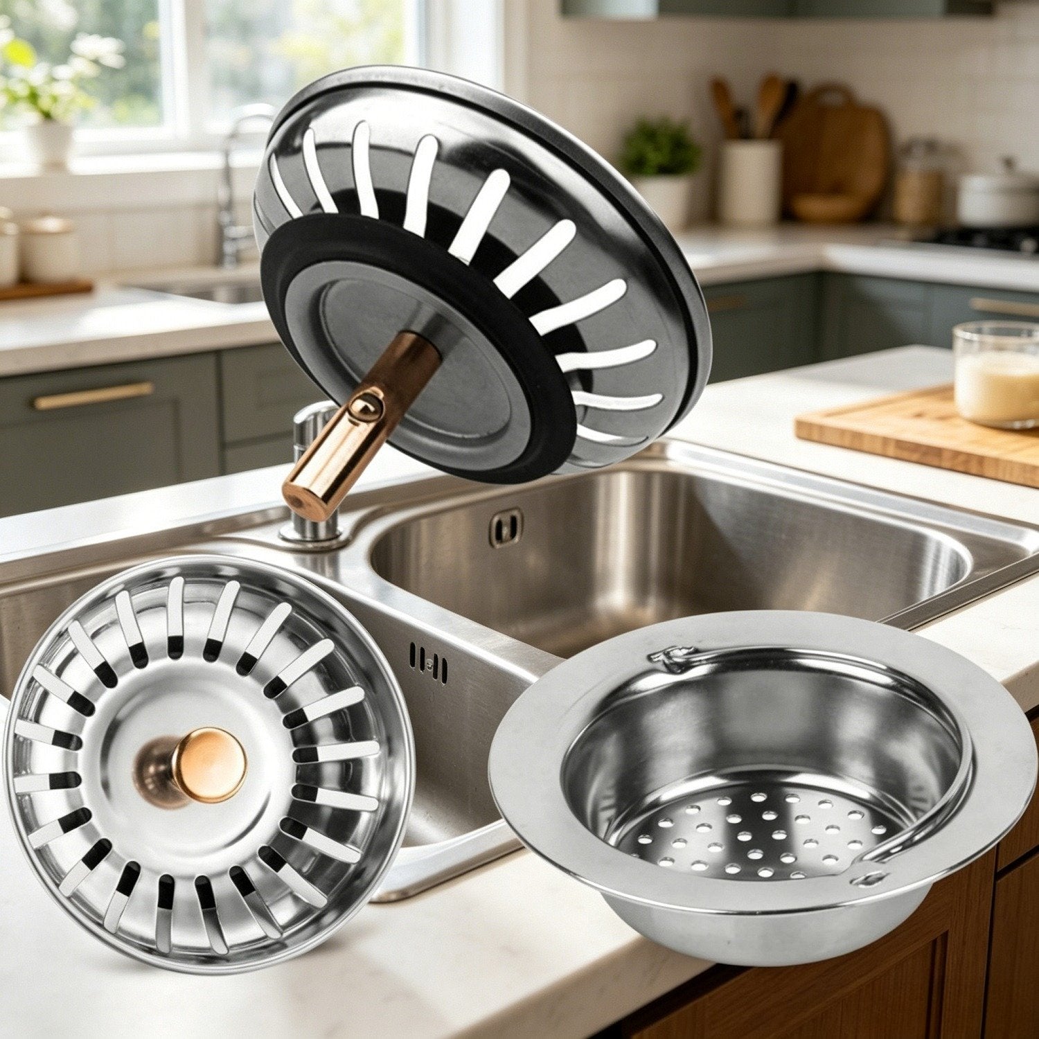 3-Piece Kitchen Drain Strainer Set