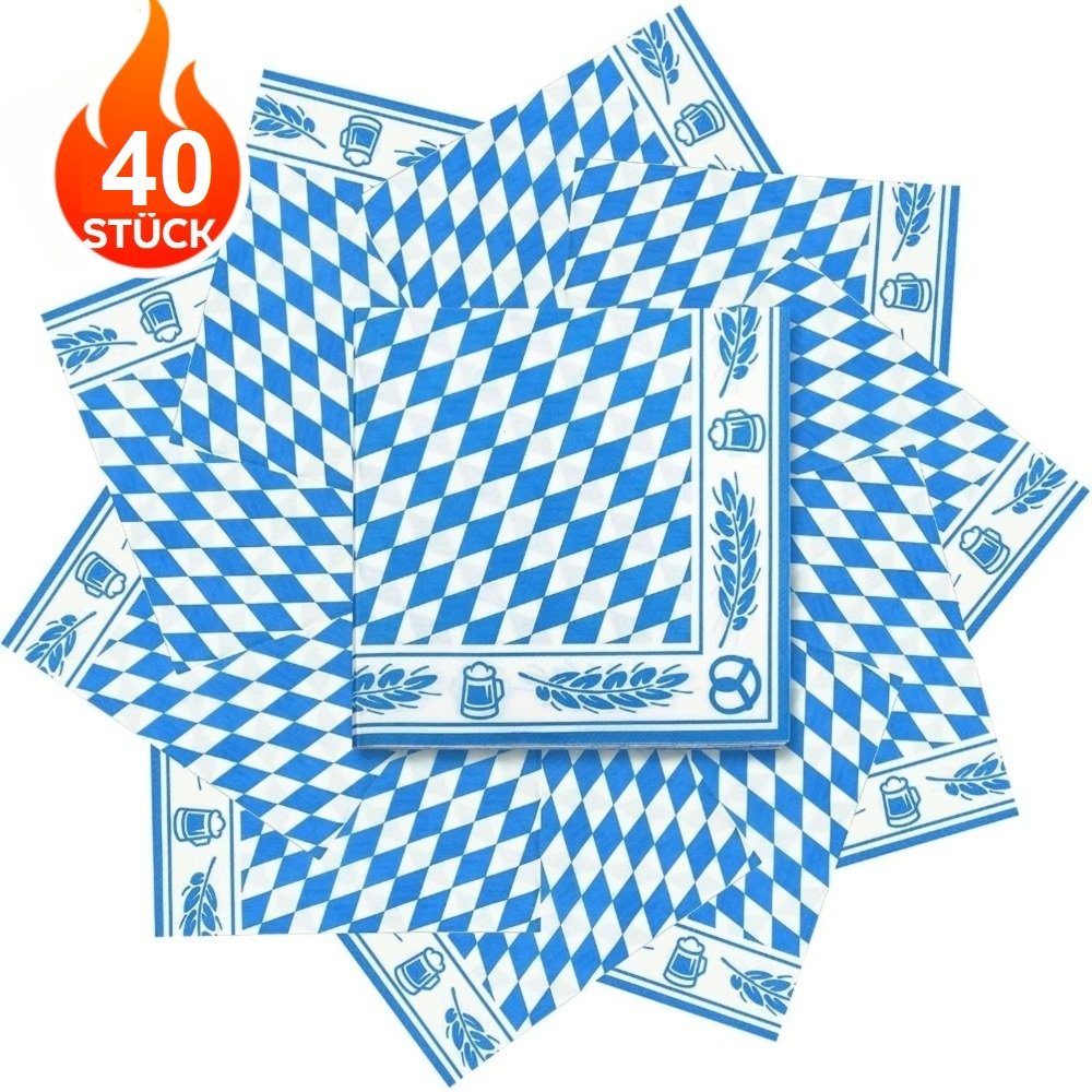 Oktoberfest Napkins - 40-Pack Bavaria Decor Blue Napkins