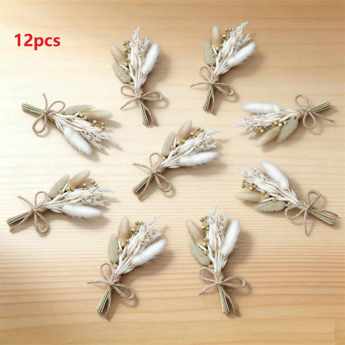 12-Piece Dried Rabbit Tail Grass Decor Set