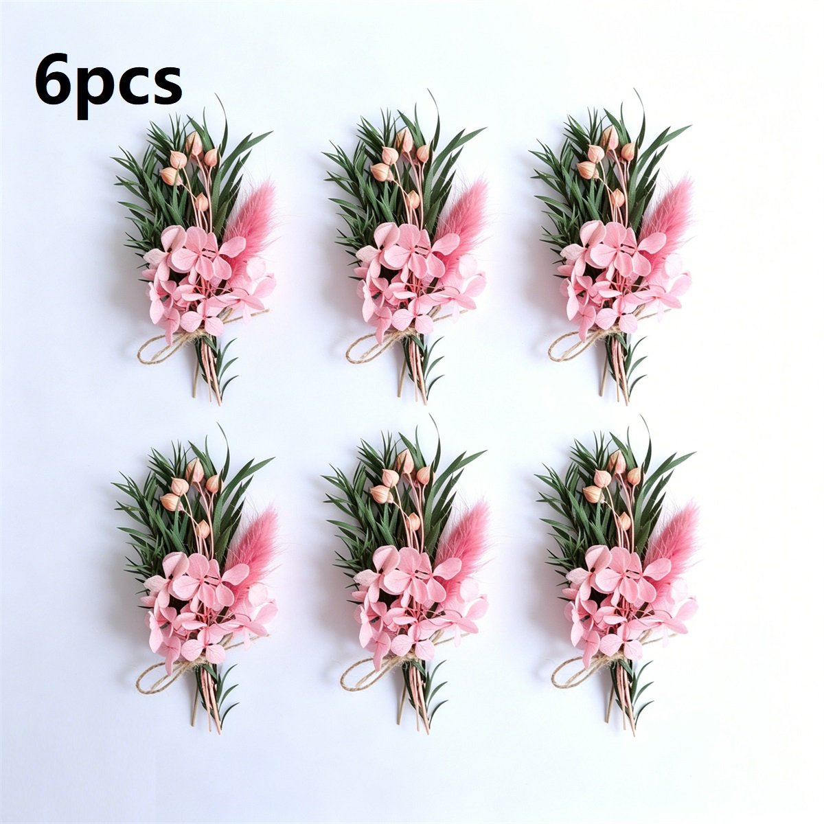 6-Piece Dried Flower Bouquet Set, Pink Assortment