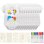 Baby Shower Painting Kit - 10 White Bodysuits & Art Supplies