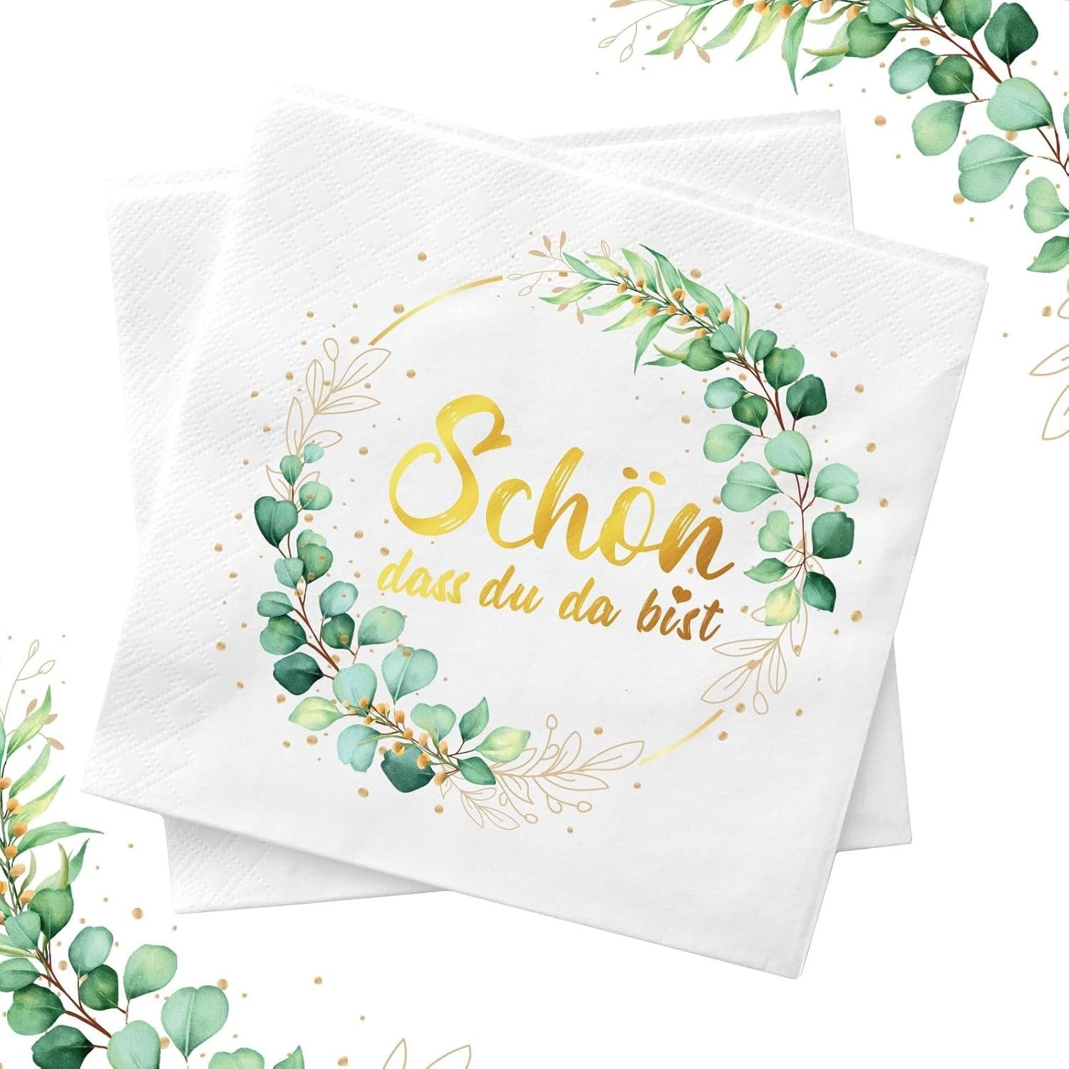 40 Sage Green Eucalyptus Paper Napkins for Parties & Events