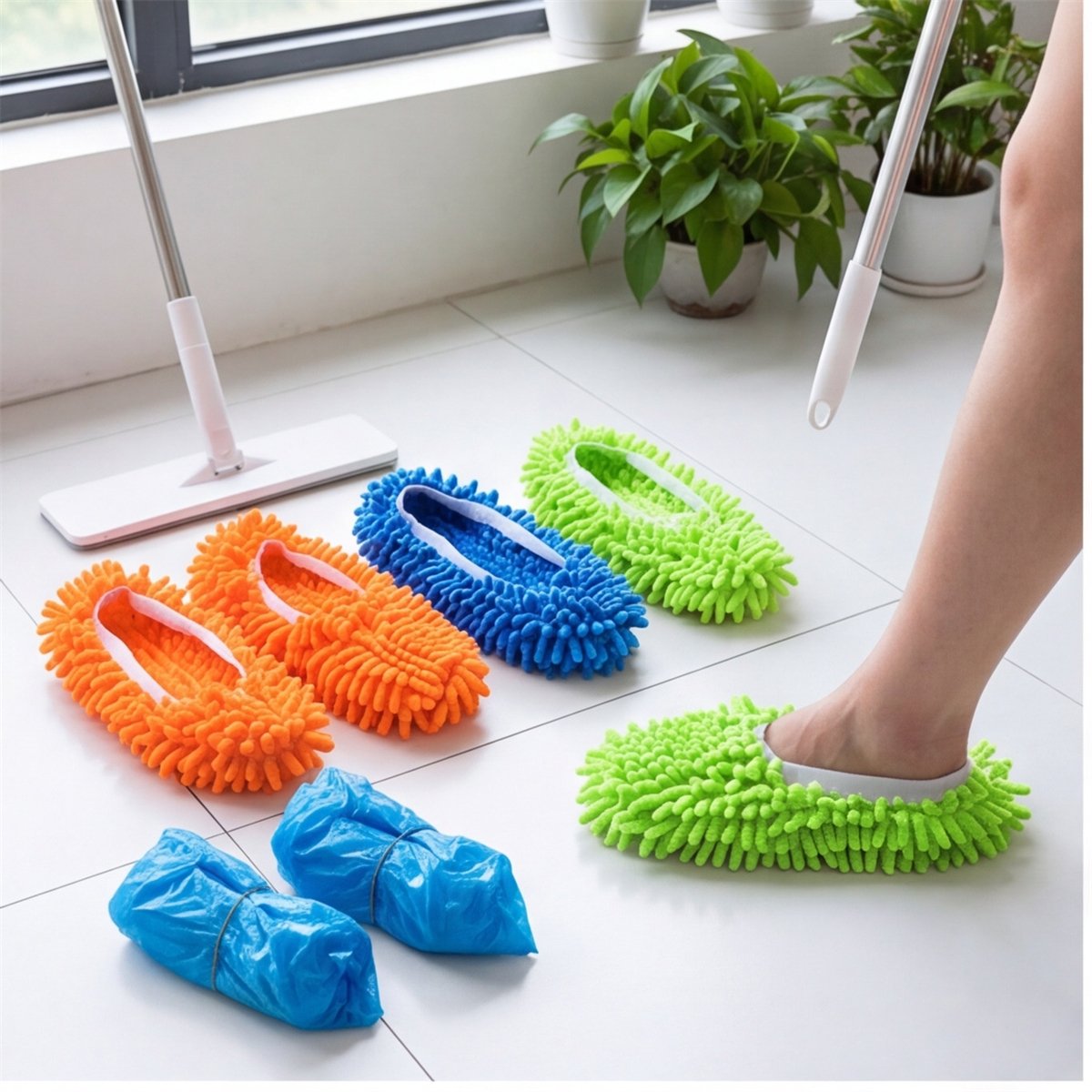 Cleaning Slippers & Shoe Covers Set - 3 Colors, 30 Covers