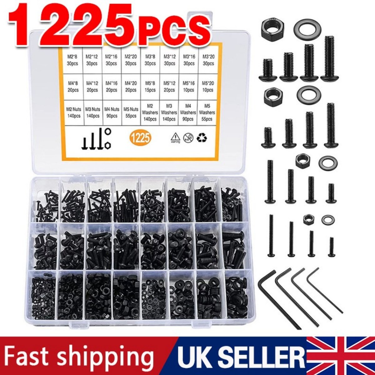 Complete Home Repair Kit: 1225pc Stainless Steel Fastener Set