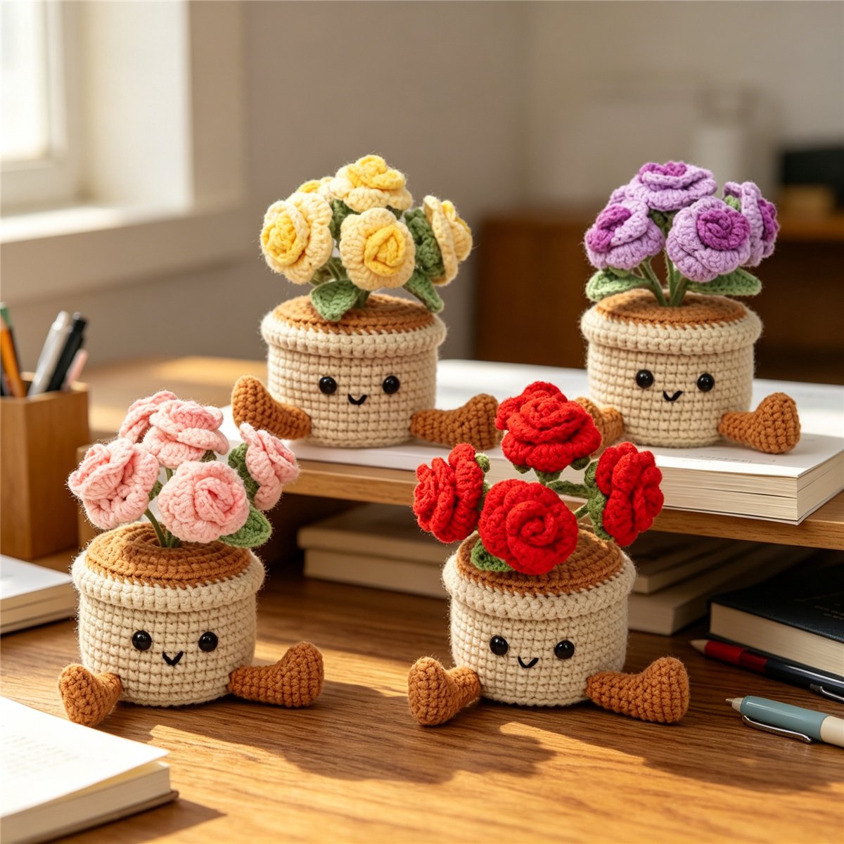 Vibrant Crochet Rose Decor