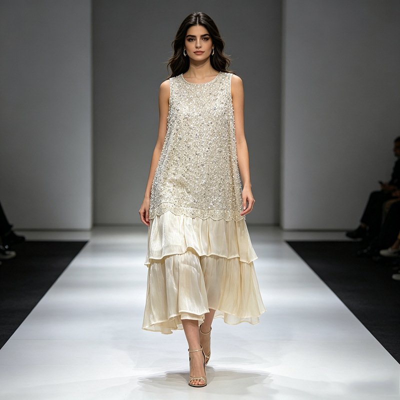 Beaded Boho Midi Dress for Women