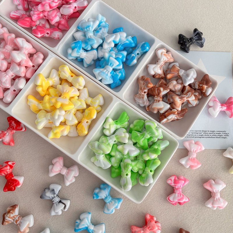 Pastel & Bright Two-Tone Bow Beads for Jewelry Making