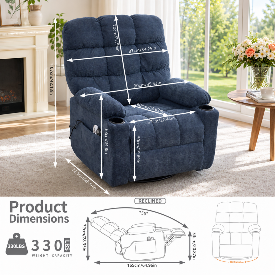 Comfortable Power Lift Recliner Chair with Heat & Massage