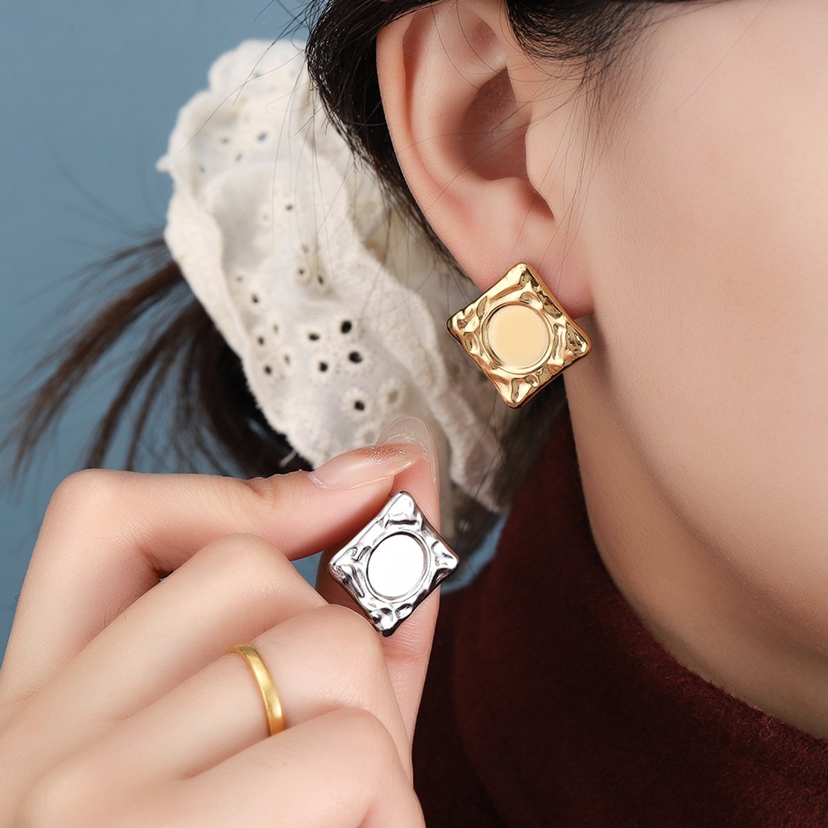 Pearl Square Earrings: Unique Cross-border Design