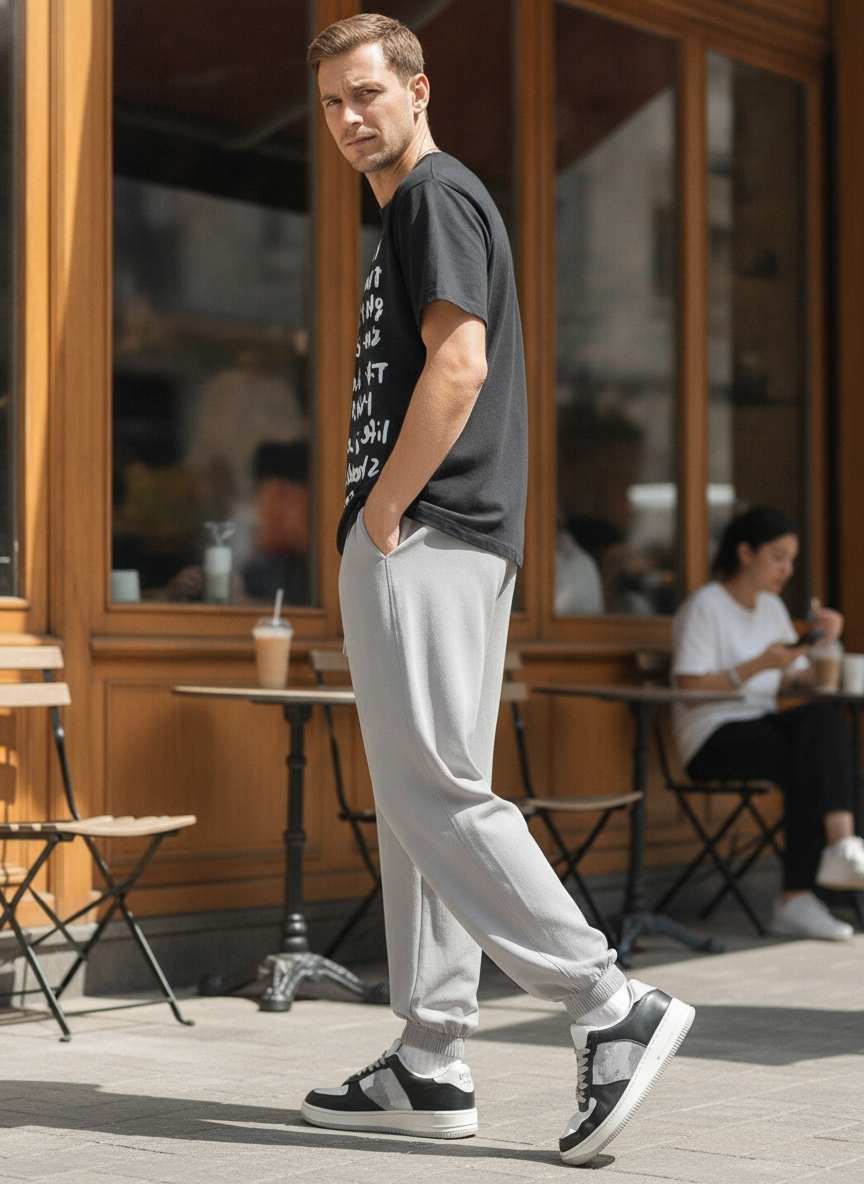 Men's Anti-Wrinkle Casual Pants, Elastic & Comfortable Fit, 9-inch Long